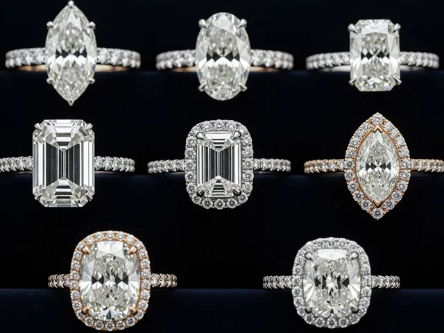 SELECTION OF ENGAGEMENT RINGS FEATURING DIFFERENT DIAMOND CUTS